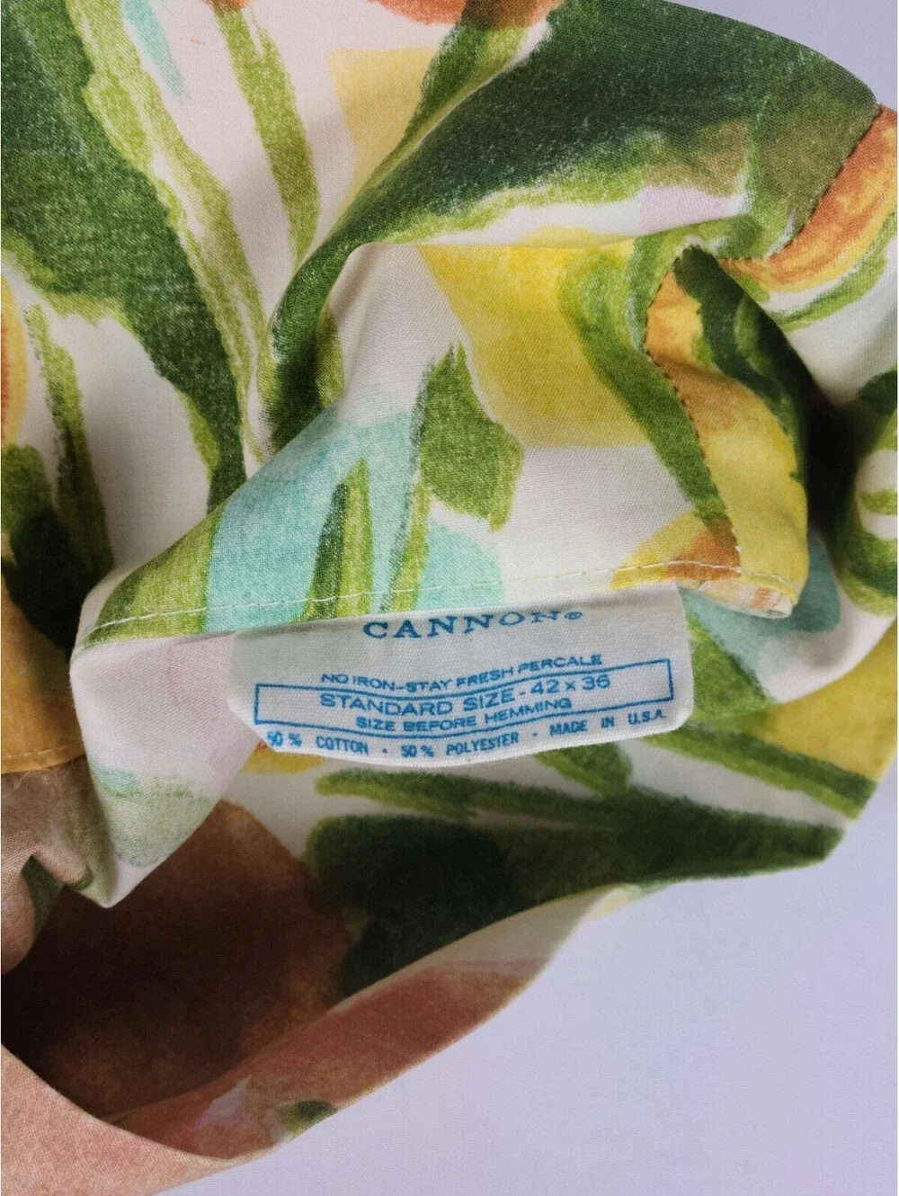 Cannon Yellow Floral Standard Size Pillowcase Pair Stay Fresh Percale